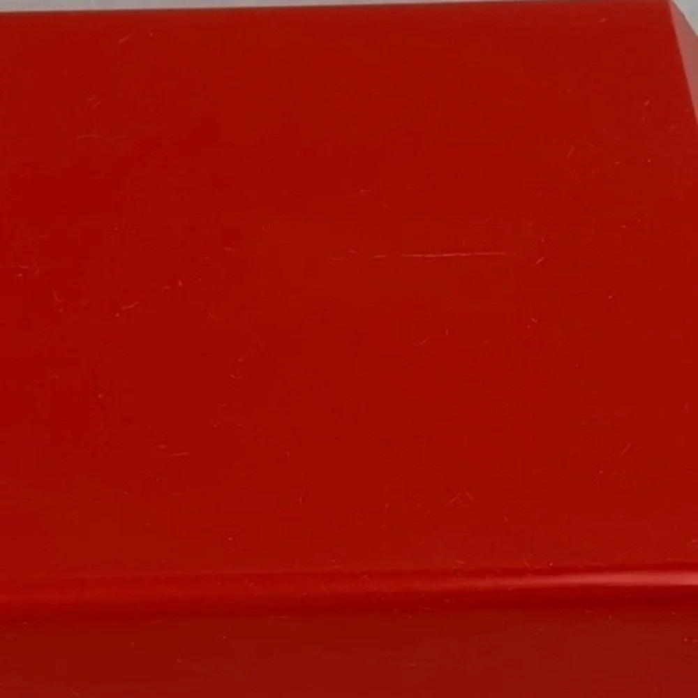 Vintage Red Plastic Flip Top Index Card Recipe Box Organizer Case MCM Style